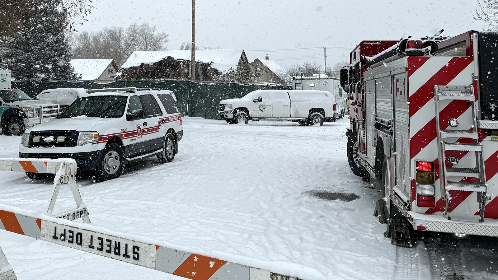 The house a man suspected of shooting and killing a Sheridan police officer Tuesday barricaded himself in for more than 30 hours was torn open in several places during the standoff as law enforcement tried to get him out.