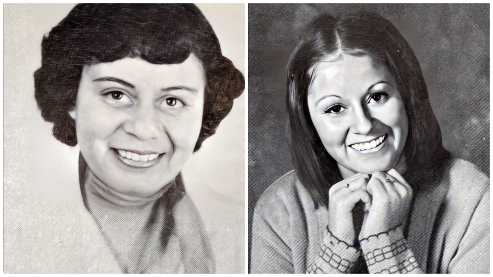It wasn't until she began investigating after learning she was switched at birth that Shirley Munoz Newson, right, learned who where brith mother was, Polly Munoz, left.