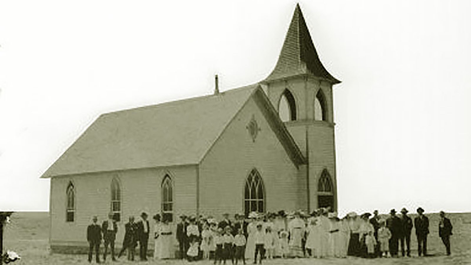 Dedication of the Congregtional Church in Shoshoni in August 1908.