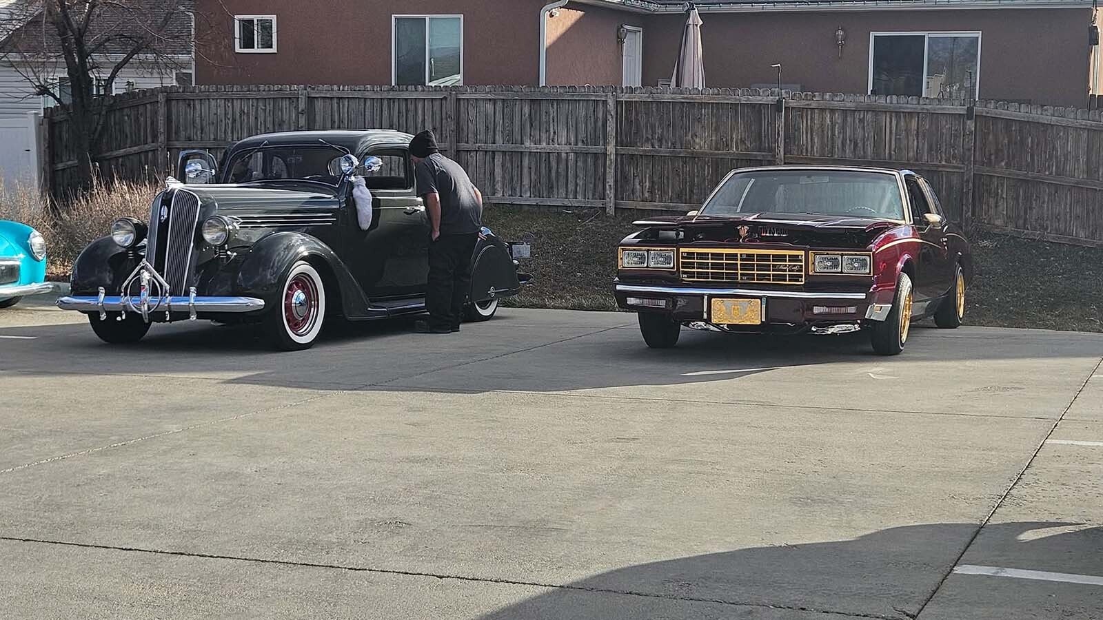 A classic coupe and the Chevy Monte Carlo dubbed the Nightmare Monte get attention at the car show for a young cancer patient.