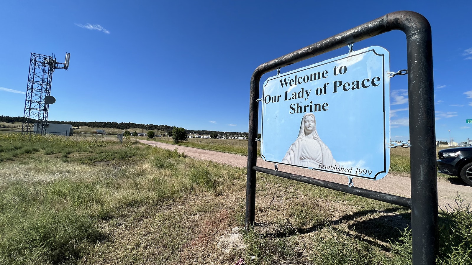 After getting off Interstate 80 at Exit 401, its easy to find the Our Lady of Peace shrine: just follow the signs.