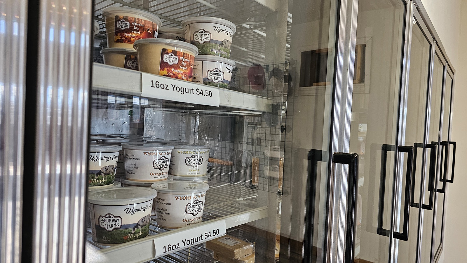 Tubs of Wyoming's Skyr available for sale at Shumway Farms.