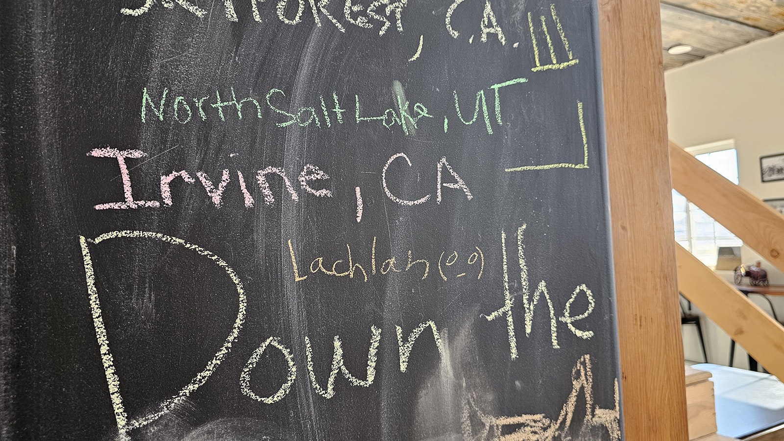 Customers from Irvine, California, and Salt Lake City signed the chalkboard.