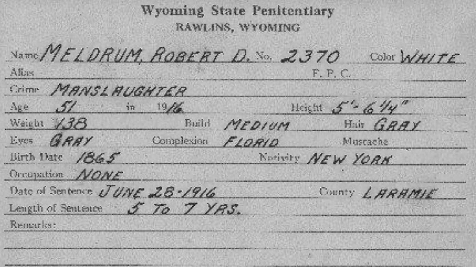 In 1912, Robert “Bob” Muldrum was arrested for the manslaughter of cowboy Chick Bowen after a failed attempt to arrest the cheerful man for singing in the streets of Baggs, Wyoming. Maldrum wasn’t convicted until 1916 and after his release, returned to Baggs for a short time before riding off for new, unknown adventures.