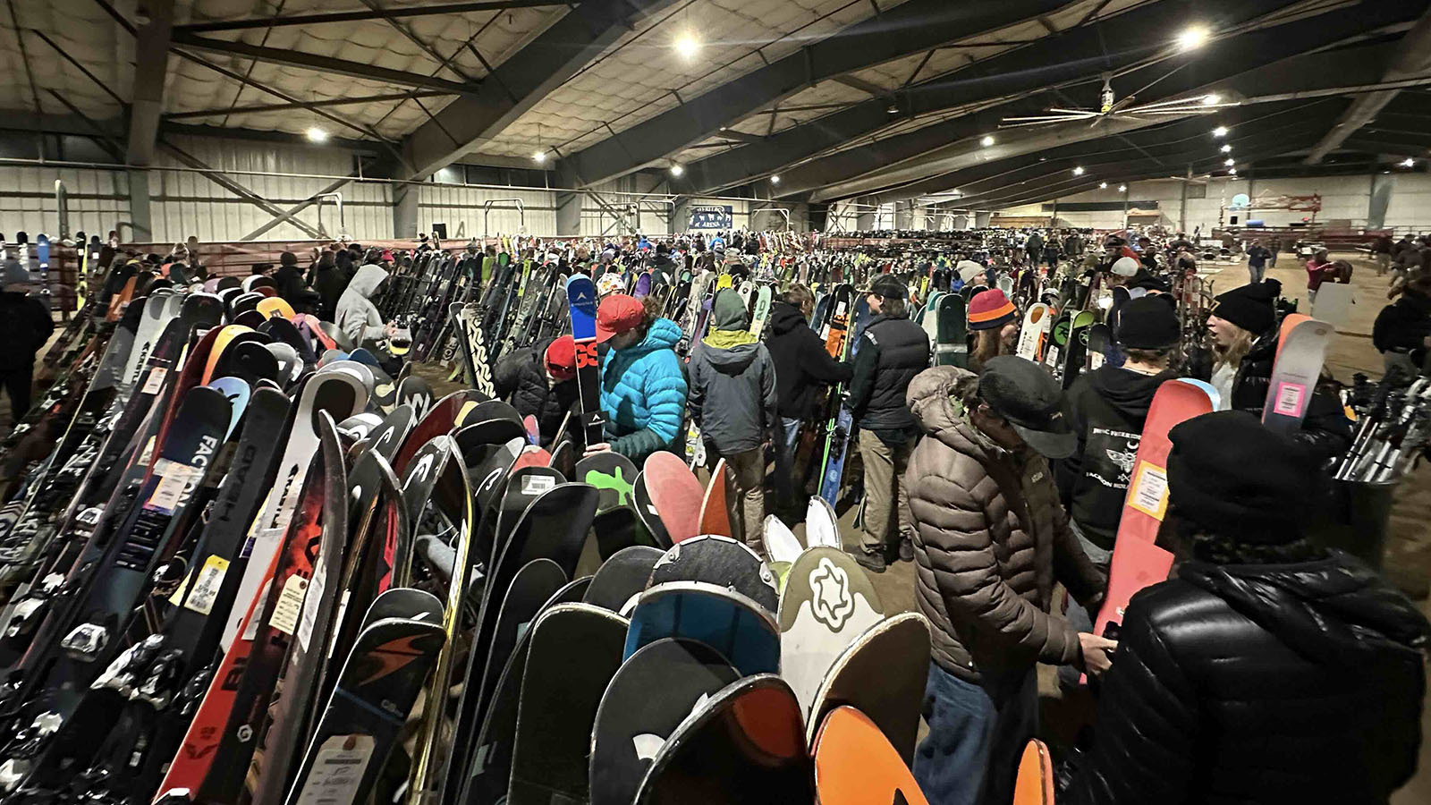 Snow on the brain: The crowd rushed in to snap up the best deals at 7 a.m. sharp on Saturday at the annual Jackson Hole Ski and Snowboard Club's ski swap. The bargain-minded started showing up around 4 a.m. at the Heritage Arena, where about 4,300 items were up for sale at deep discounts.