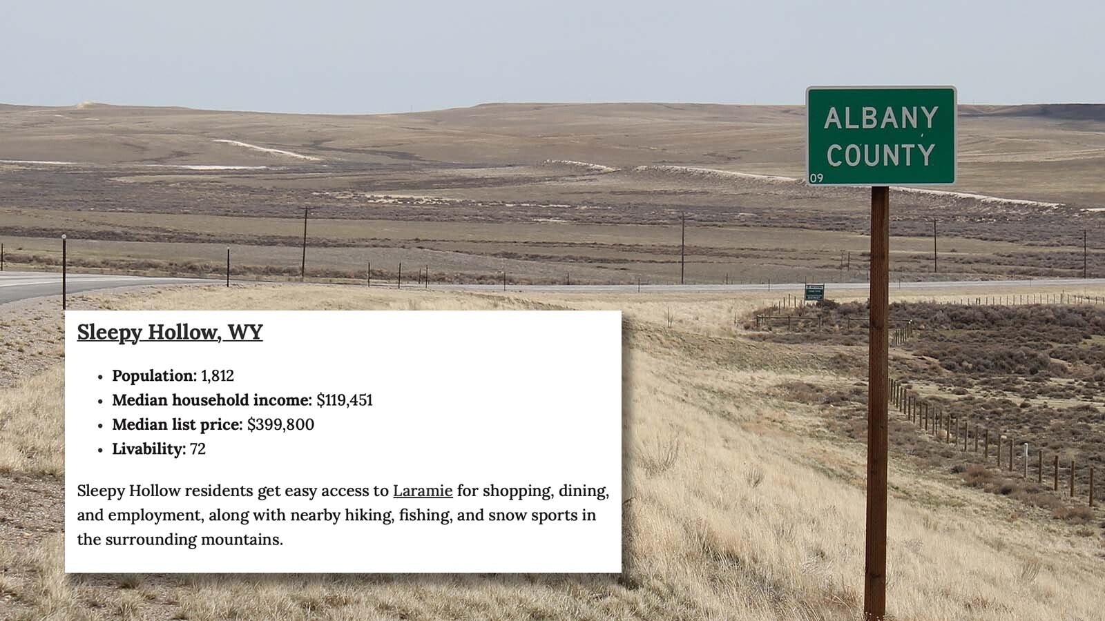 Move over Jackson — two national lists are claiming a place called Sleepy Hollow in Albany County near Laramie is Wyoming’s richest small town. But it doesn’t exist, sparking debate over whether faulty artificial intelligence is behind the ranking.