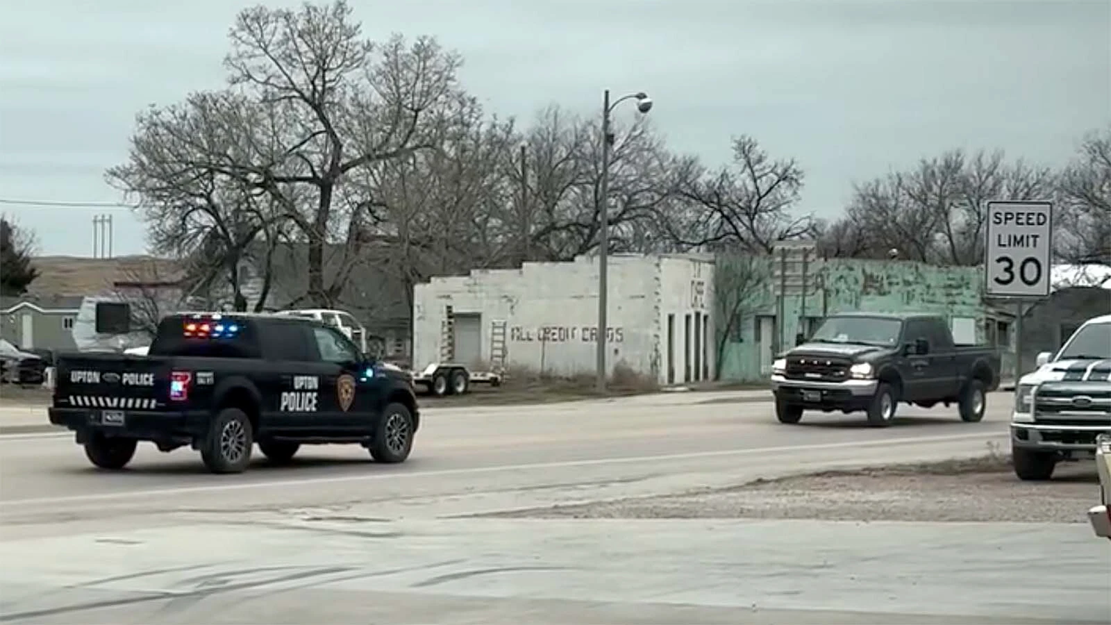 “The most excitement we have around here” is how locals describe Thursday’s slow-speed, backward chase through Upton. And it really wasn’t a chase, the police chief says, it was an officer running interference for a truck stuck in reverse.