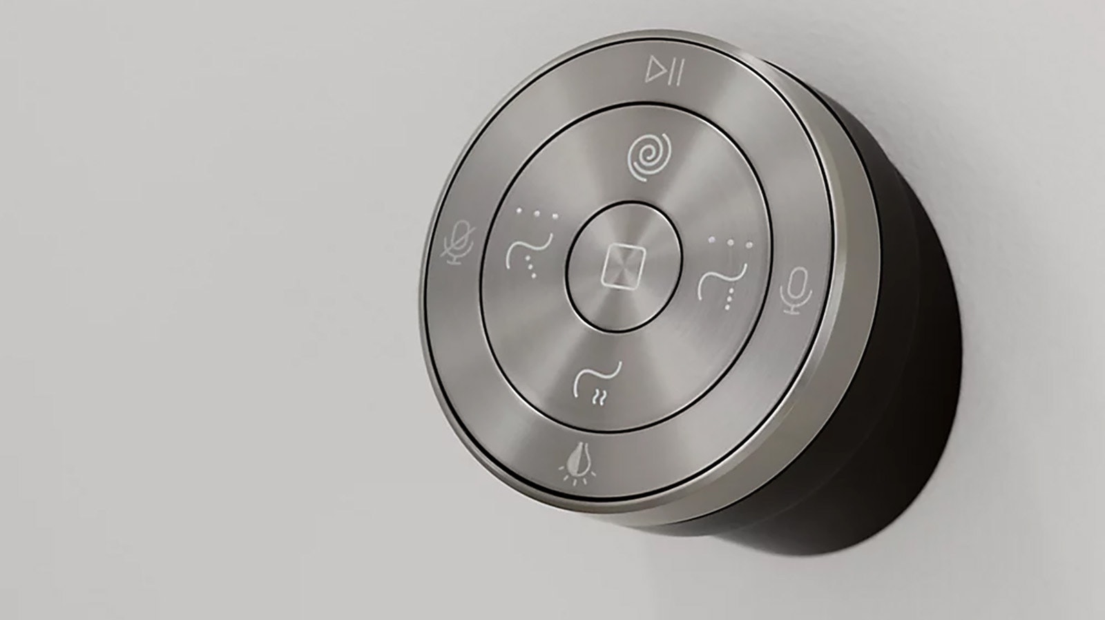 Instead of the typical flush handle, the Kohler Numi 2.0 smart toilet has this control knob with multiple options.