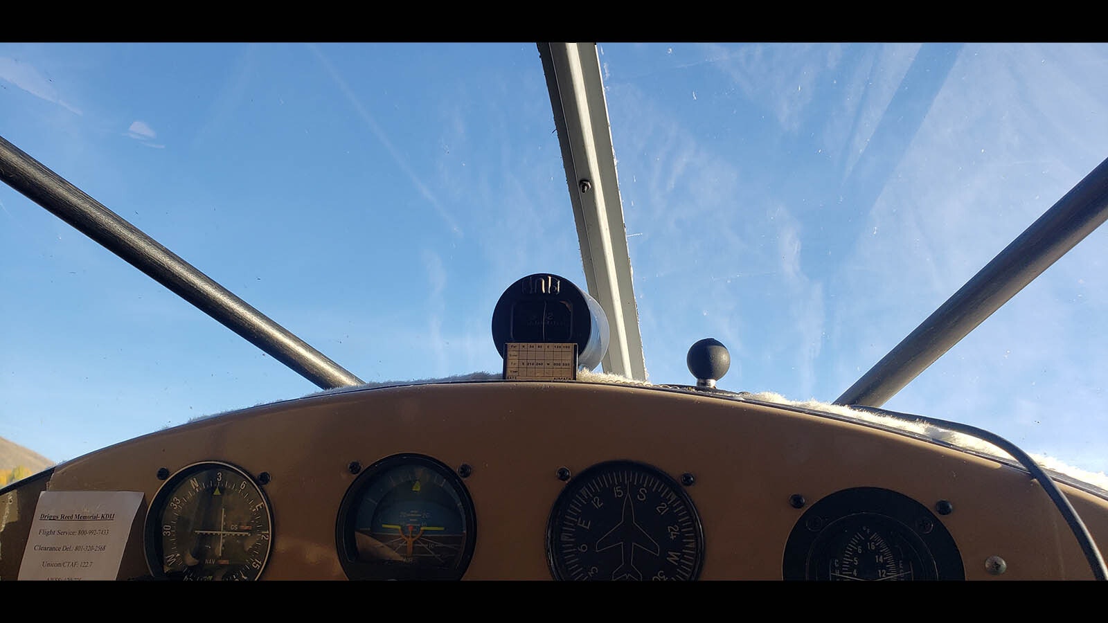 Looking out over the instrument panel.