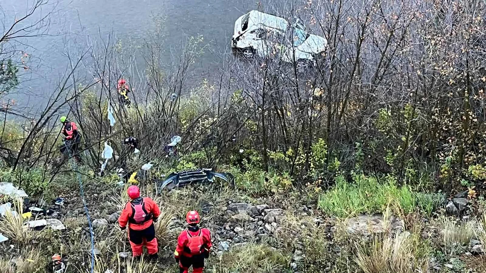 An unidentified man is dead after his vehicle drove through a guardrail and fell 50 feet from U.S. Highway 89 into Snake River Canyon on Thursday night. The vehicle was "there for a couple hours, at least," first responders told Cowboy State Daily.