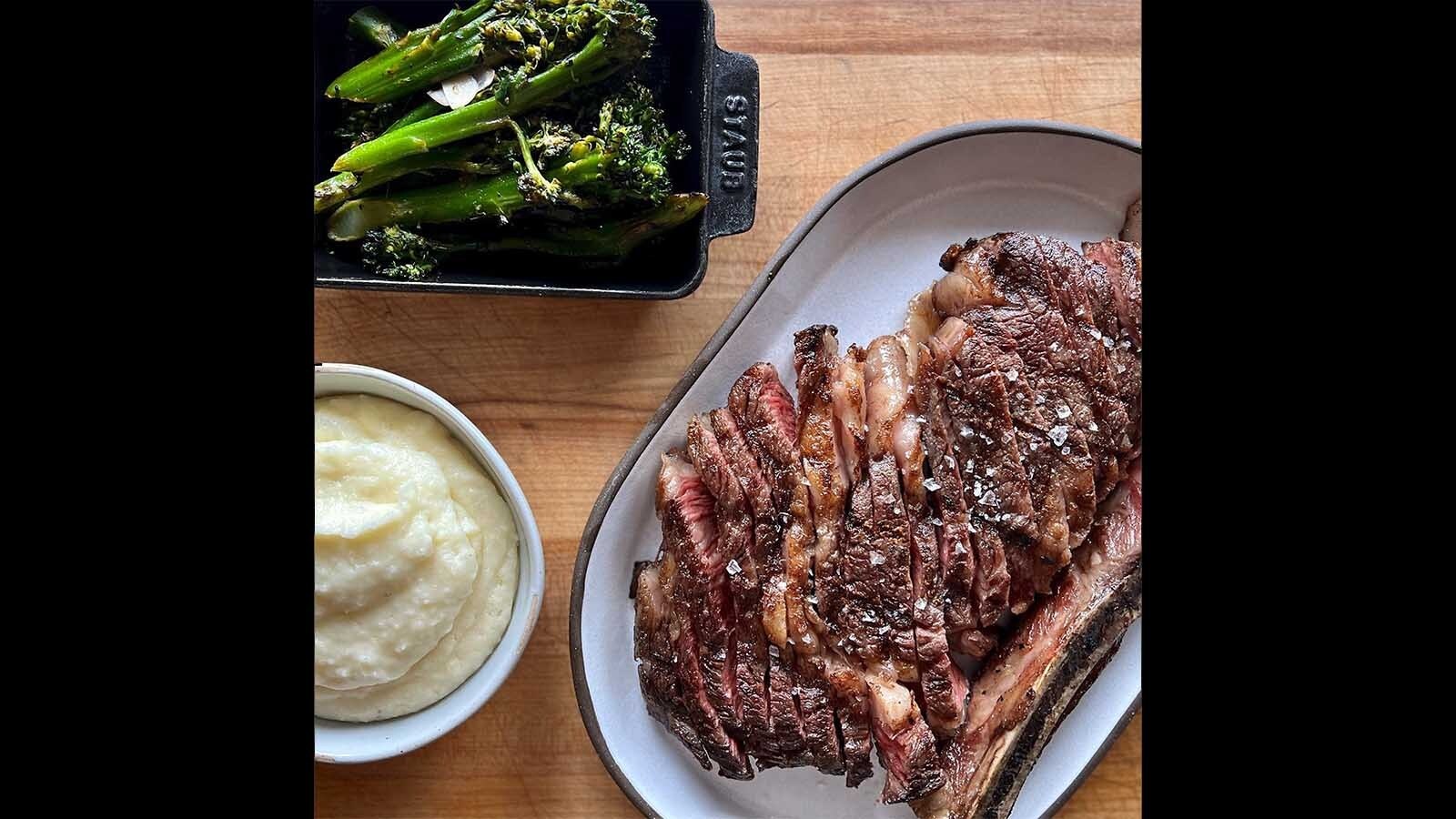 Dick Cheney, the former U.S. vice president and Wyoming congressman, died this week. He was a familiar face at the Snake River Grill in Jackson over the years, where he'd sit at Table 10 and always order a New York strip steak and potatoes. The grill specializes in steaks, like the strip and this ribeye with sides.