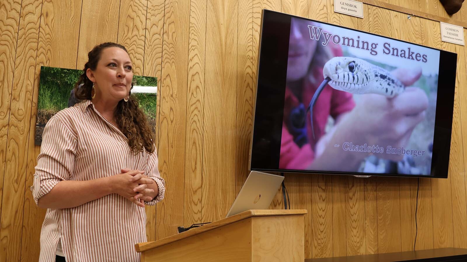 Herpetologist Charlotte Snoberger shared information about Wyoming’s snakes at a presentation in Casper. She teaches at Casper College.