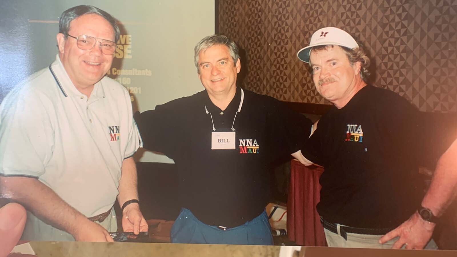 Bill Sniffin, center, at a newspaper seminar on Maui in 1989 with two other speakers, Peter Wagner of Iowa, left, and Ken Blum of Ohio.