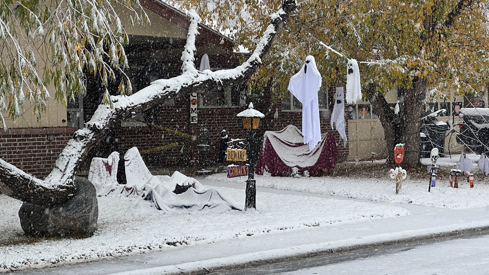 It promises to be a chilly time trick-or-treating around Wyoming, with snow falling around the state two days before and exptected to remain.