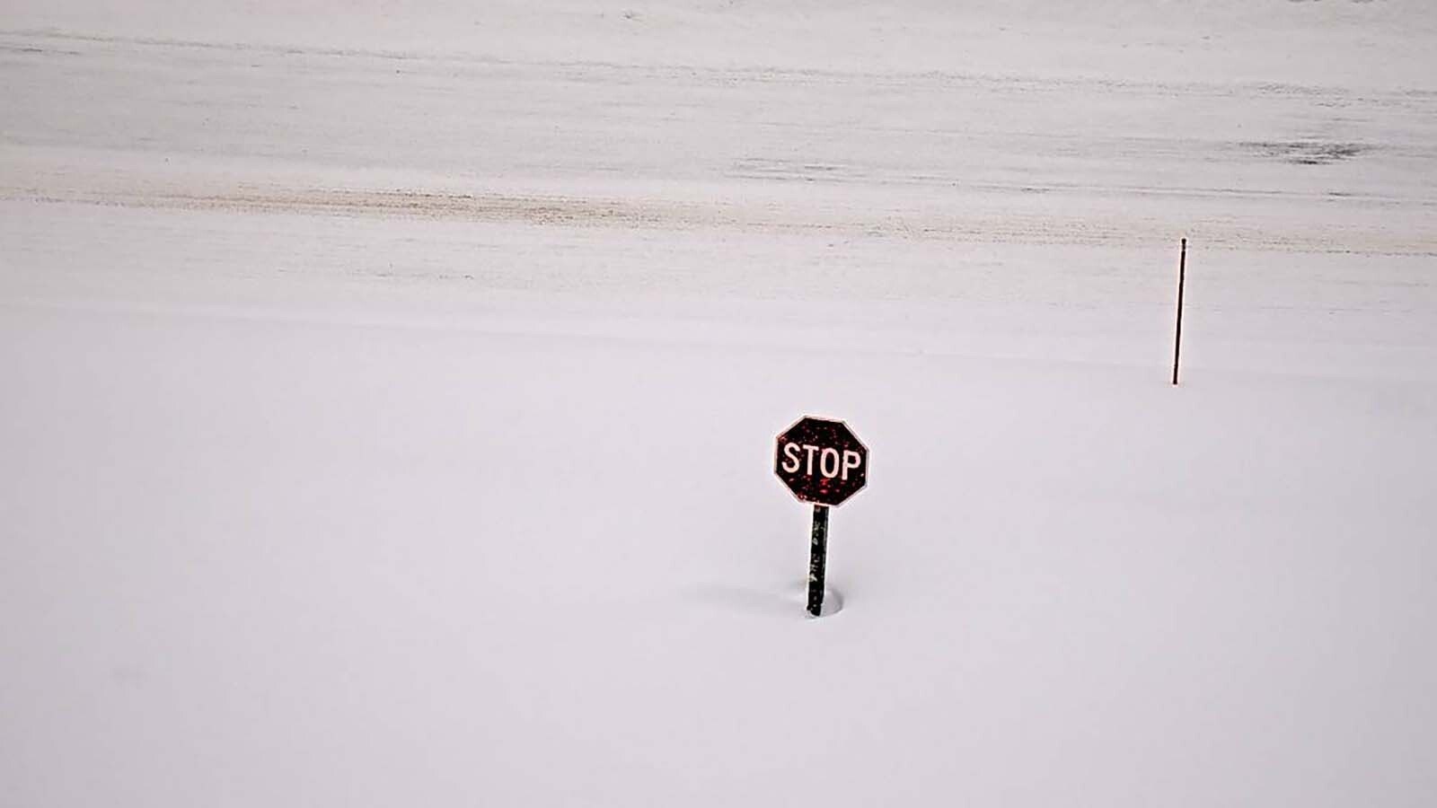 While much of Wyoming is experiencing record warmth and dryness, the mountains in western Wyoming are buried in snow. The snowpack is between 90% and 143% of average in what meteorologists say is a pattern where record-breaking warmth is building stellar snowpack. This stop sign on Togwotee Pass is already nearly half buried.