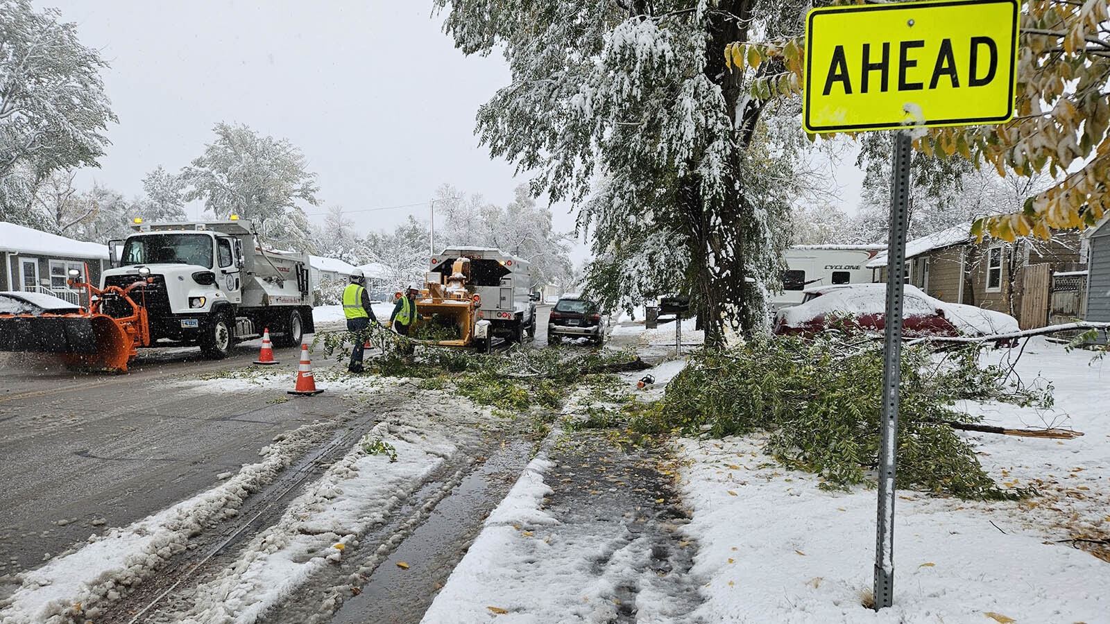 The wet snow that fell overnight Tuesday and into Wednesday was too much for some tree branches around Gillette.