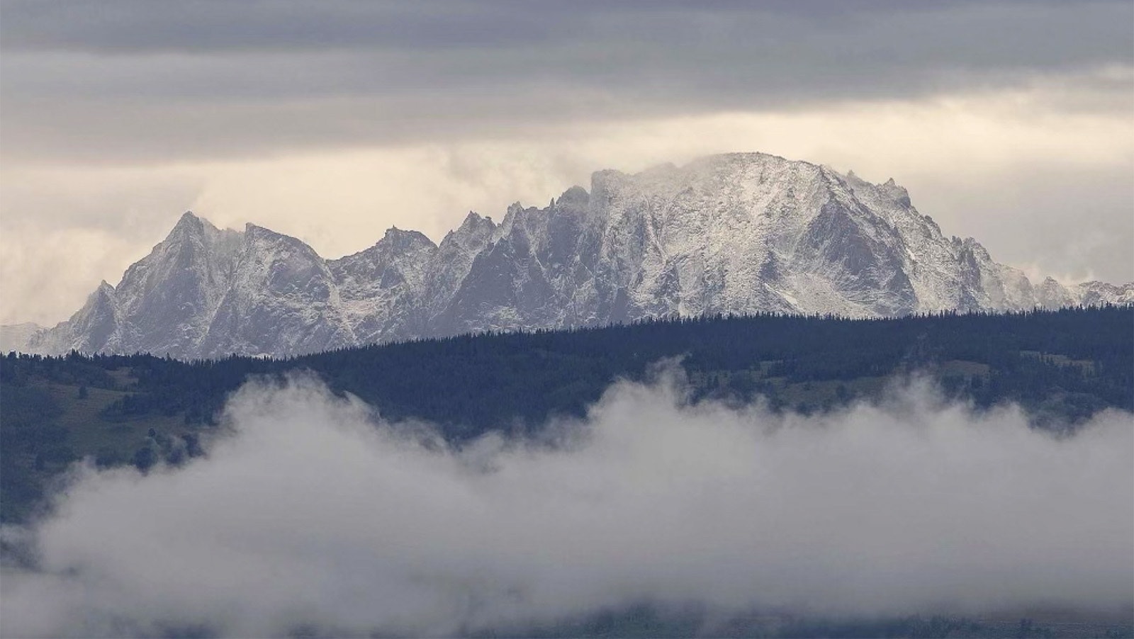 Fremont Peak in the Wind River Mountains is already getting into winter form with plenty of snow.