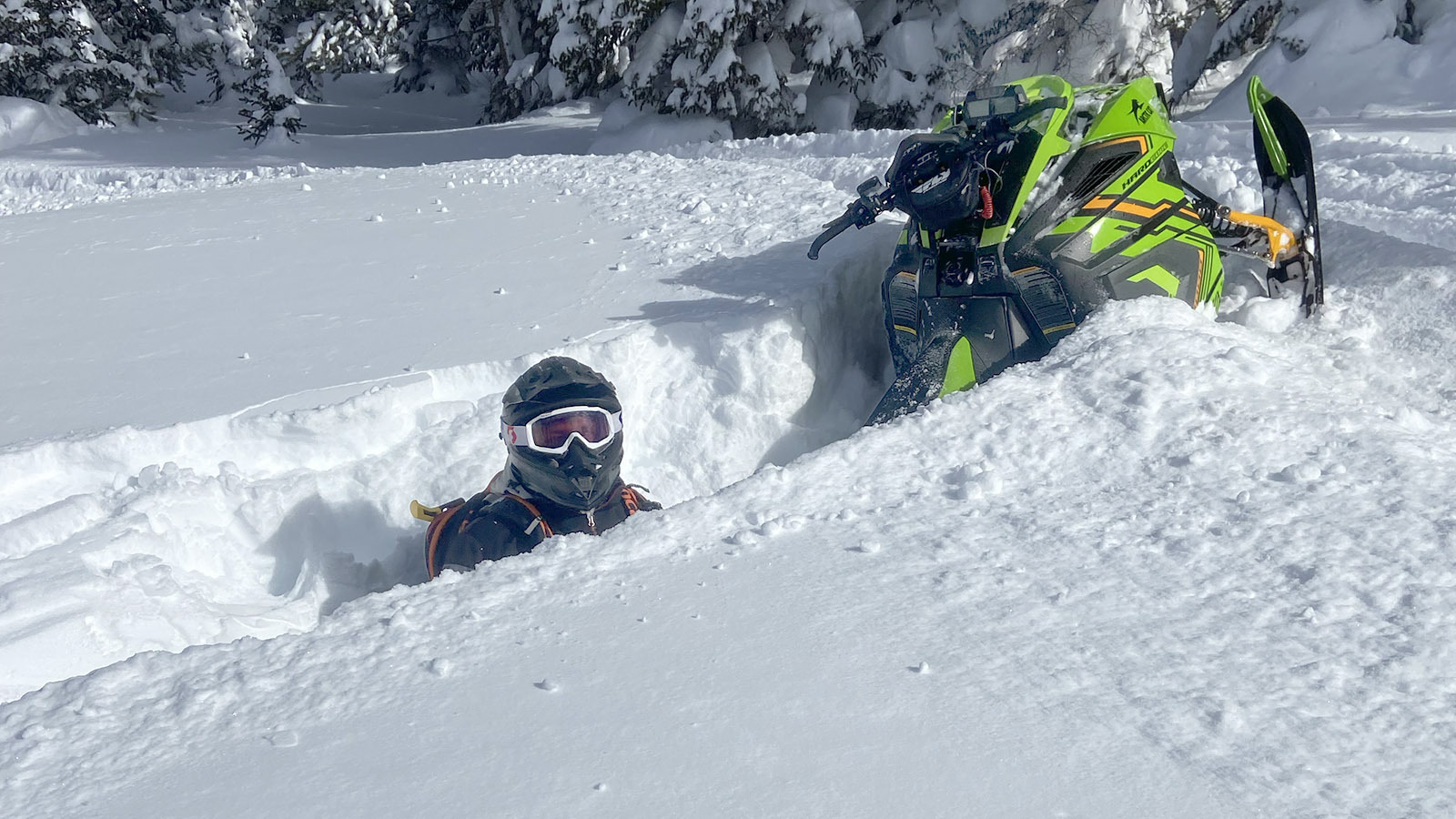 Snowmobile rescue up to the neck 2 2 23