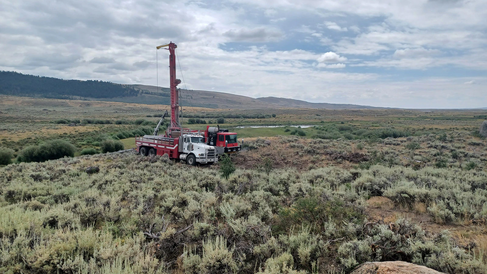 A well is drilled to help add water to the Soda Lake wetlands near Pinedale.