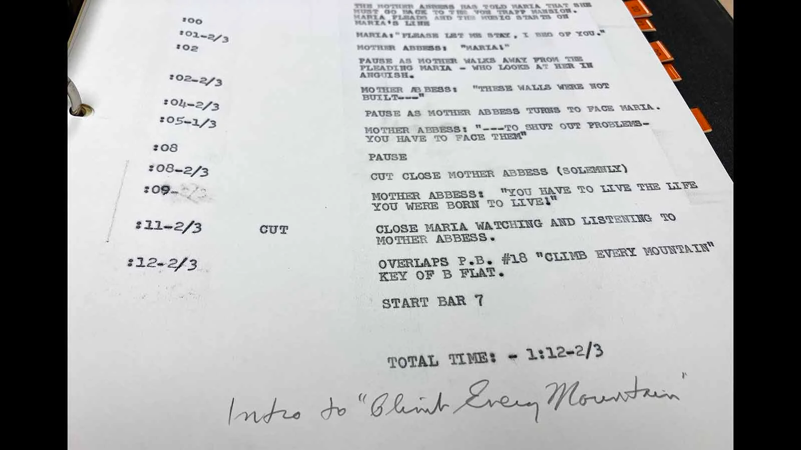 This page shows the lead-in to the song "Climb Every Mountain."