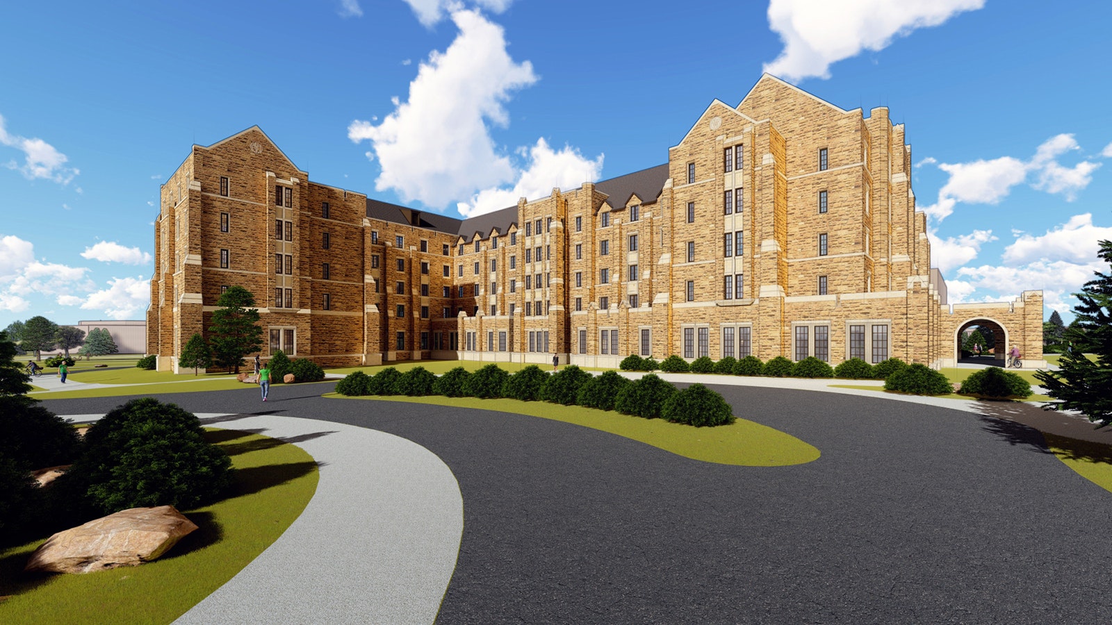 An architectural rendering of the new South Hall residential dormatory on the University of Wyoming campus.