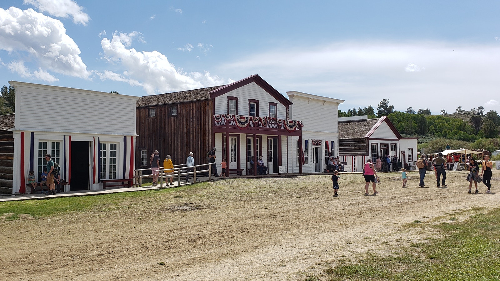 South Pass City's Main Street. The buildings that remain have been restored as accurately as possible Inside each are life size dioramas with period items showing life in a gold rush town.