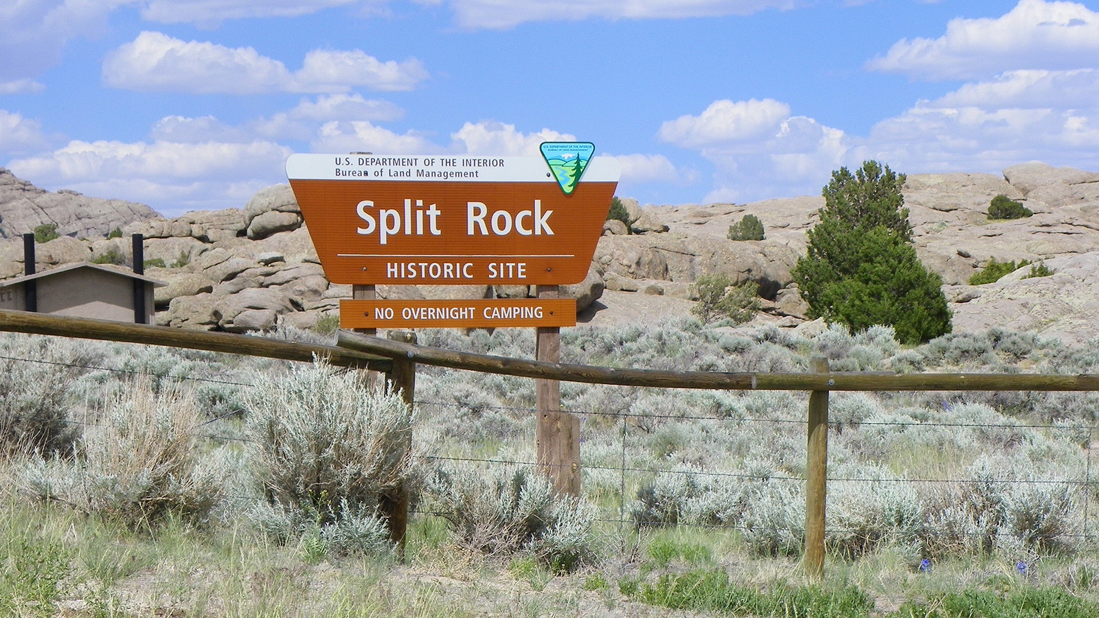 Split Rock was an important landmark along the Oregon, Mormon and California trails with its distinctive "split" that resembles a gunsight.