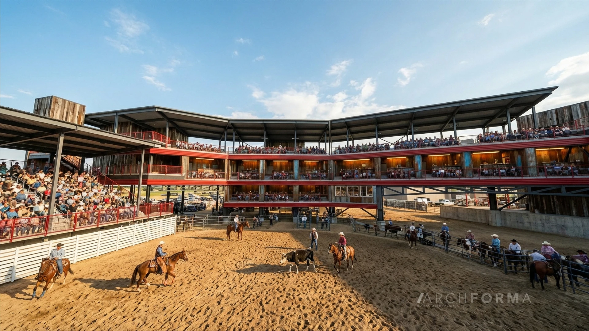 The reimagined Chute 9 features rooftop views overlooking the arena, private suite levels, and direct access to food, drinks, and premium rodeo seating in one of CFD’s most sought-after locations.