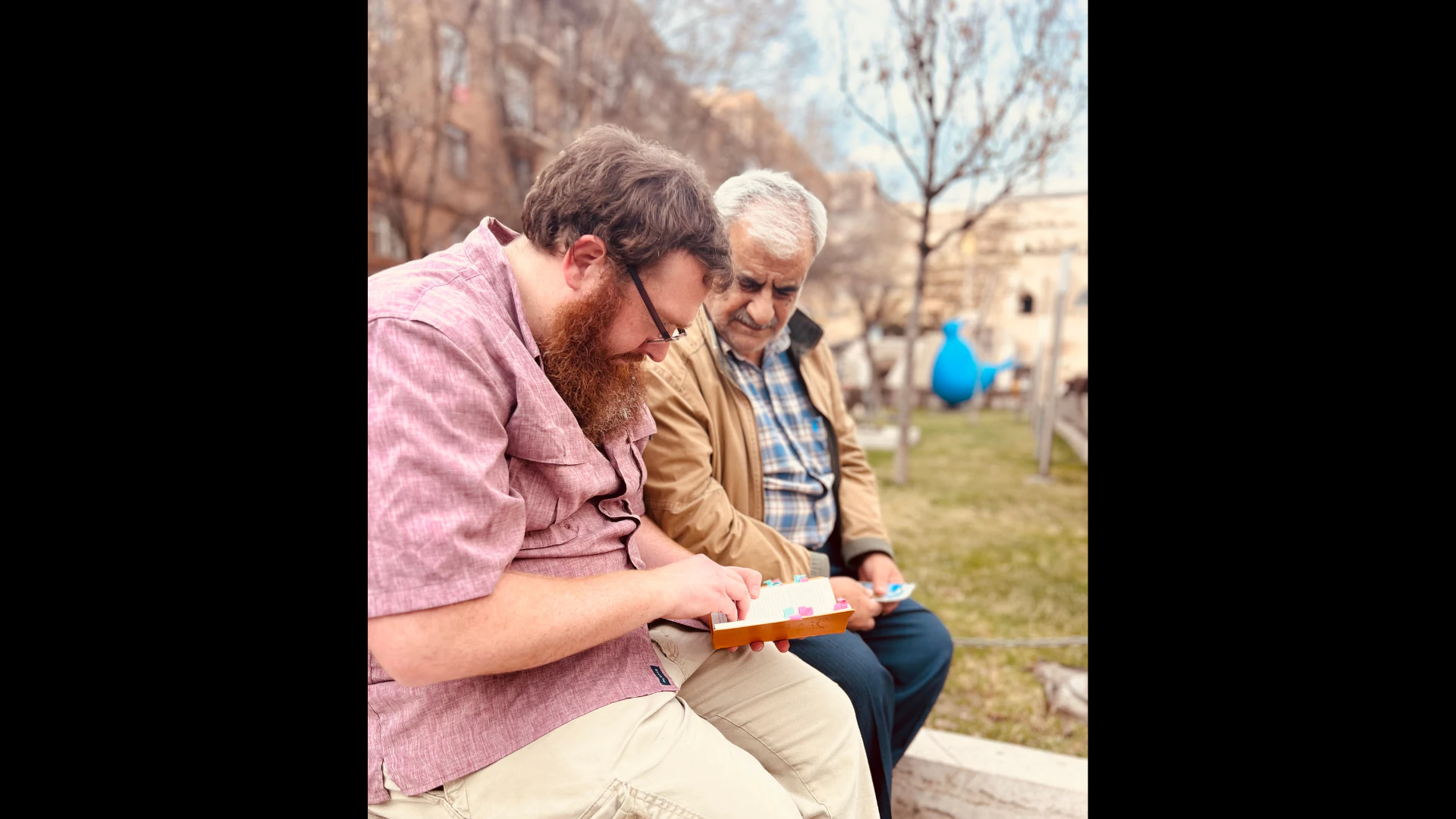 One of VBB’s team members sharing the Bible with an Iranian in Armenia