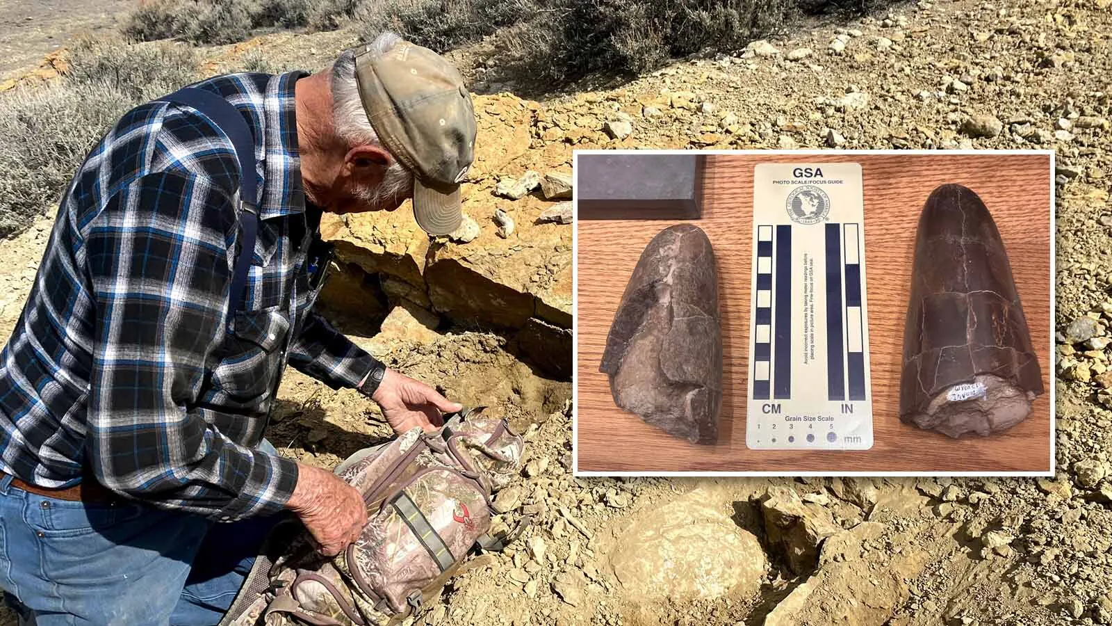 Cliff Linster, the man who found the type specimen of Wyoteuthis linsterorum near Ten Sleep. The new species of Jurassic squid was named in honor of Cliff, who passed away in June 2026, and his family. 