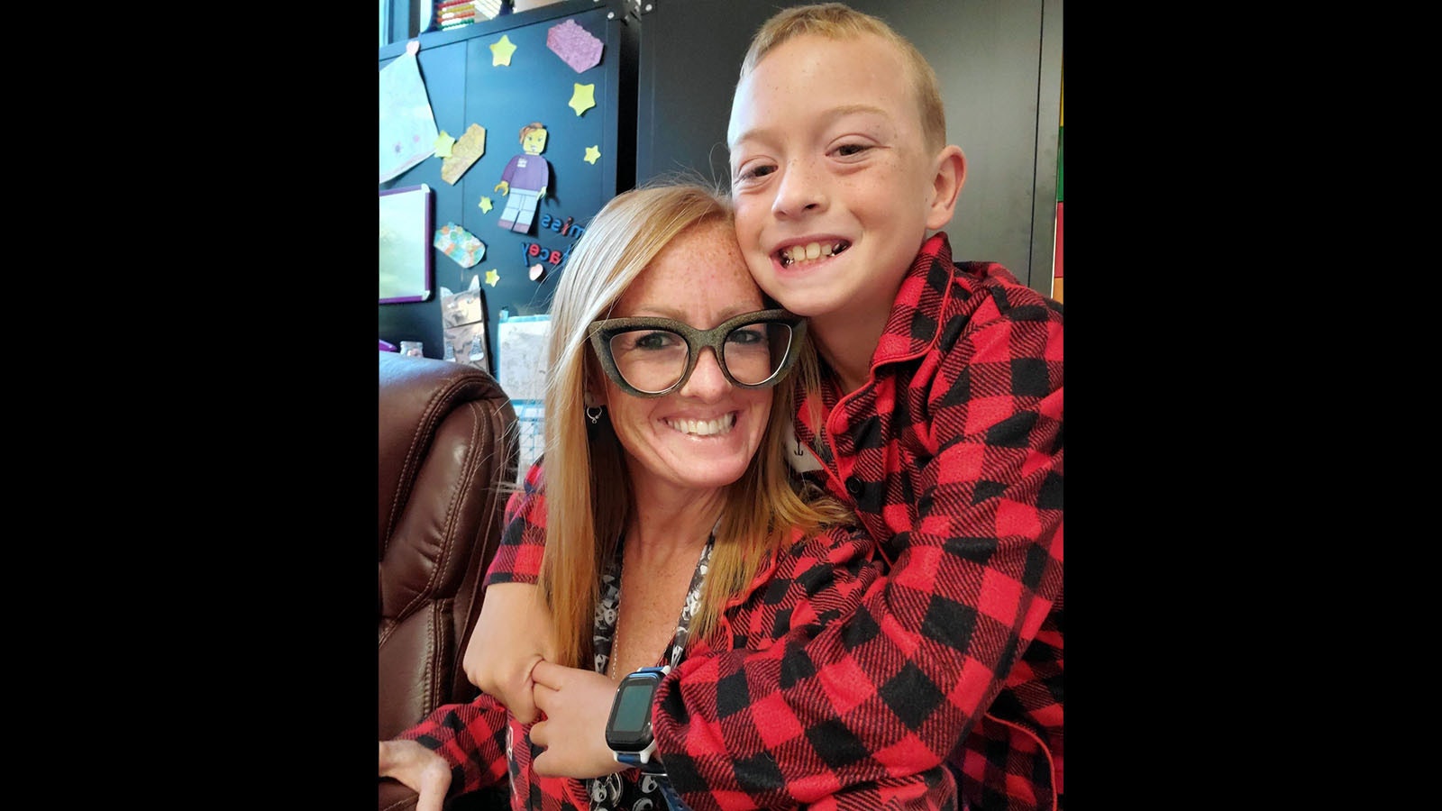 Stacey Marquardt and her son, 10.