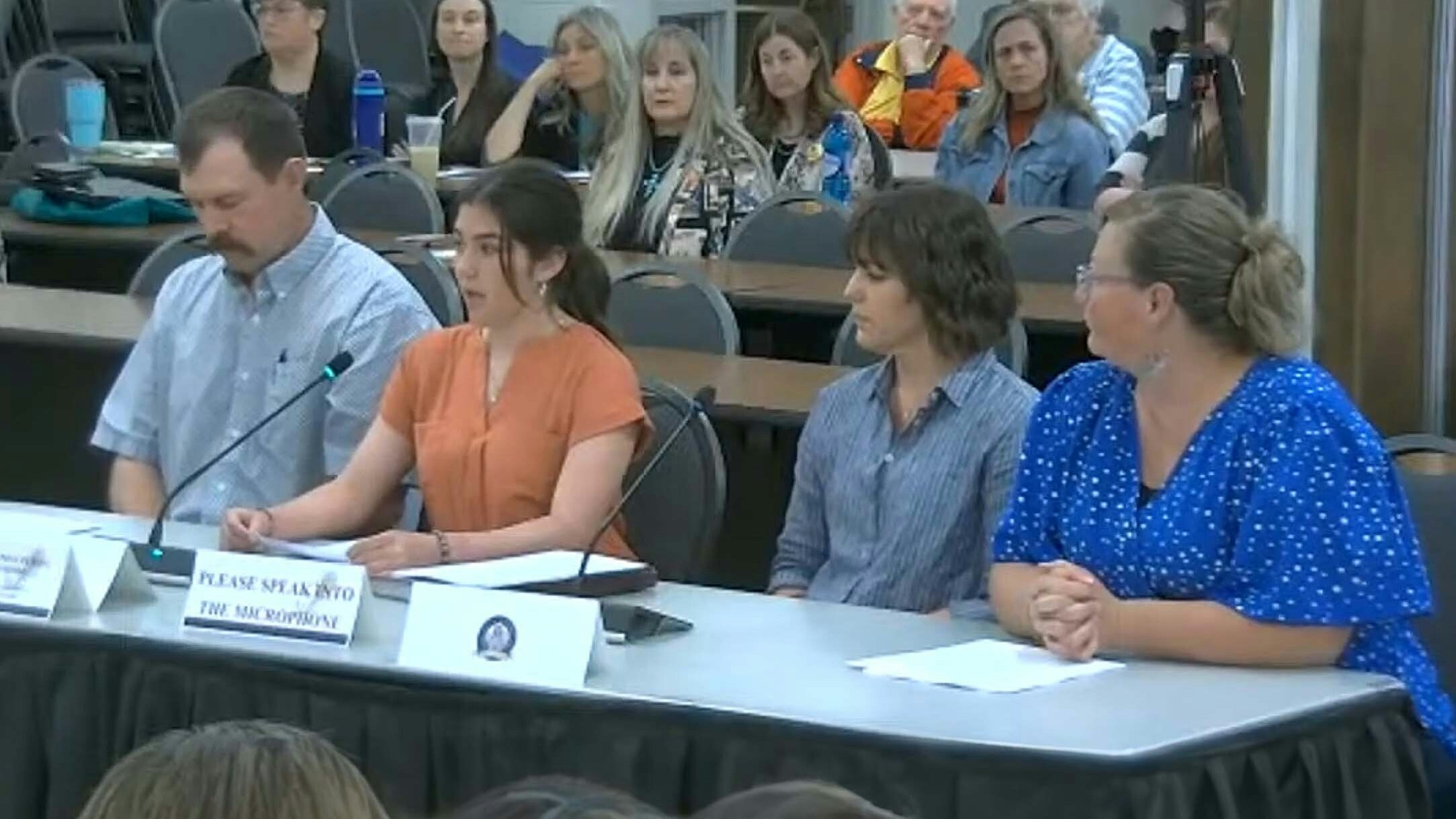 Gillian Holman, second from left, testifies Tuesday, May 20, 2025, for the joint Judiciary Committee about a year of torment she suffered from a 41-year-old stalker. She urged the committee to introduce legislation calling for tougher penalties for stalking and grooming.