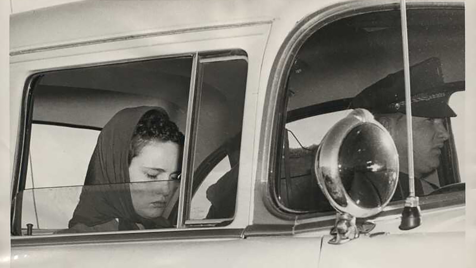 Caril Fugate, 14, in the back of a Douglas Police patrol car following her arrest on Jan. 29, 1958.