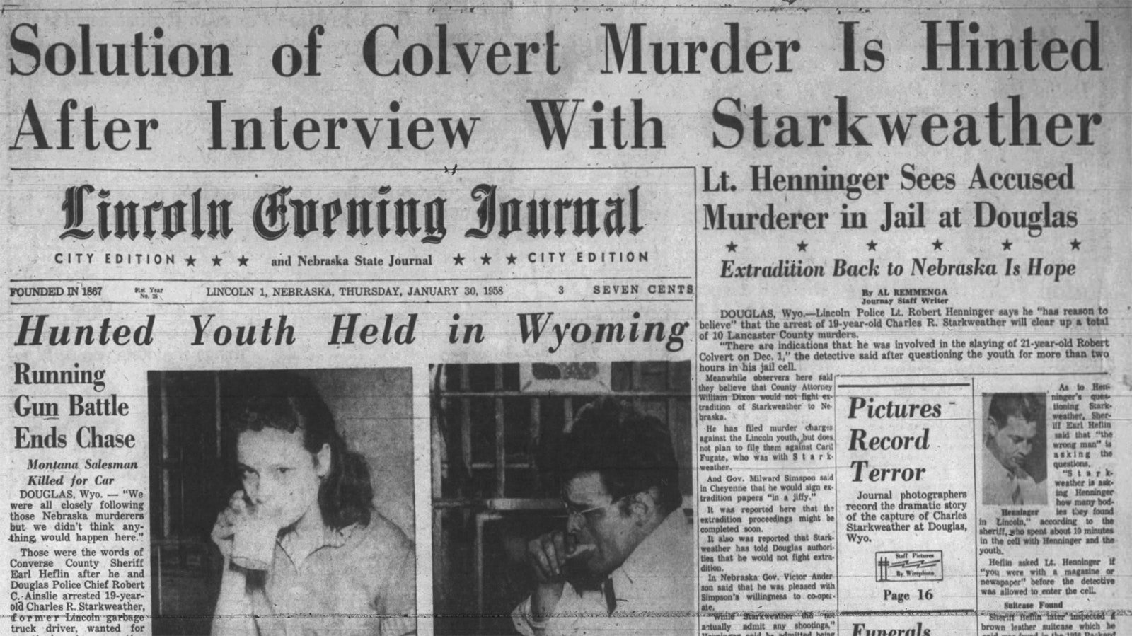 The Lincoln Evening Journal on Jan. 30, 1958, informs readers that pair no longer threat.