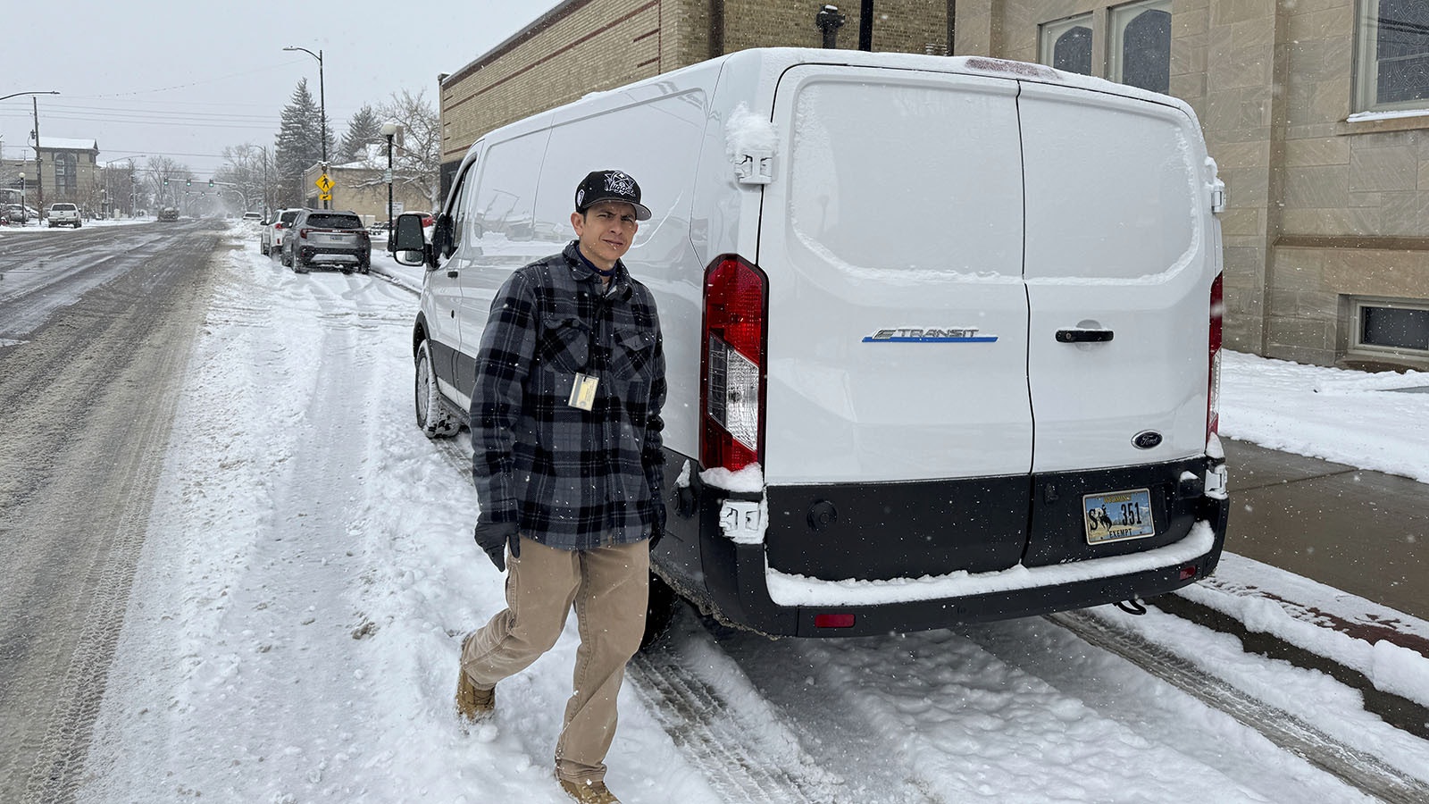 Danny Barela didn’t slide in snow and ice while making a mail delivery with one of Wyoming’s two electric-powered cargo vans.