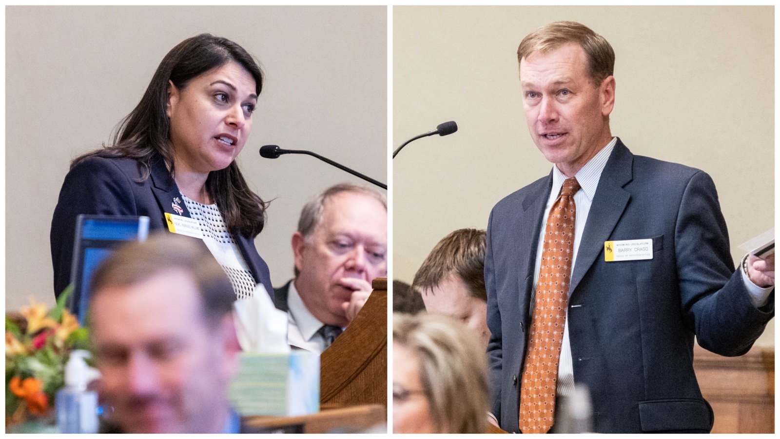 State Reps. Rachel Rodriguez-Williams and Barry Crago