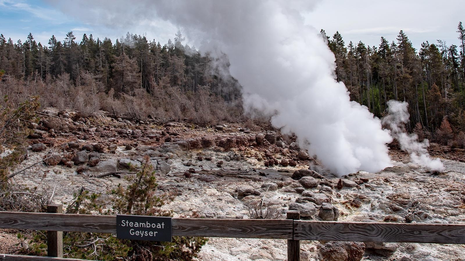Steamboat Geyser in Yellowstone National Park.