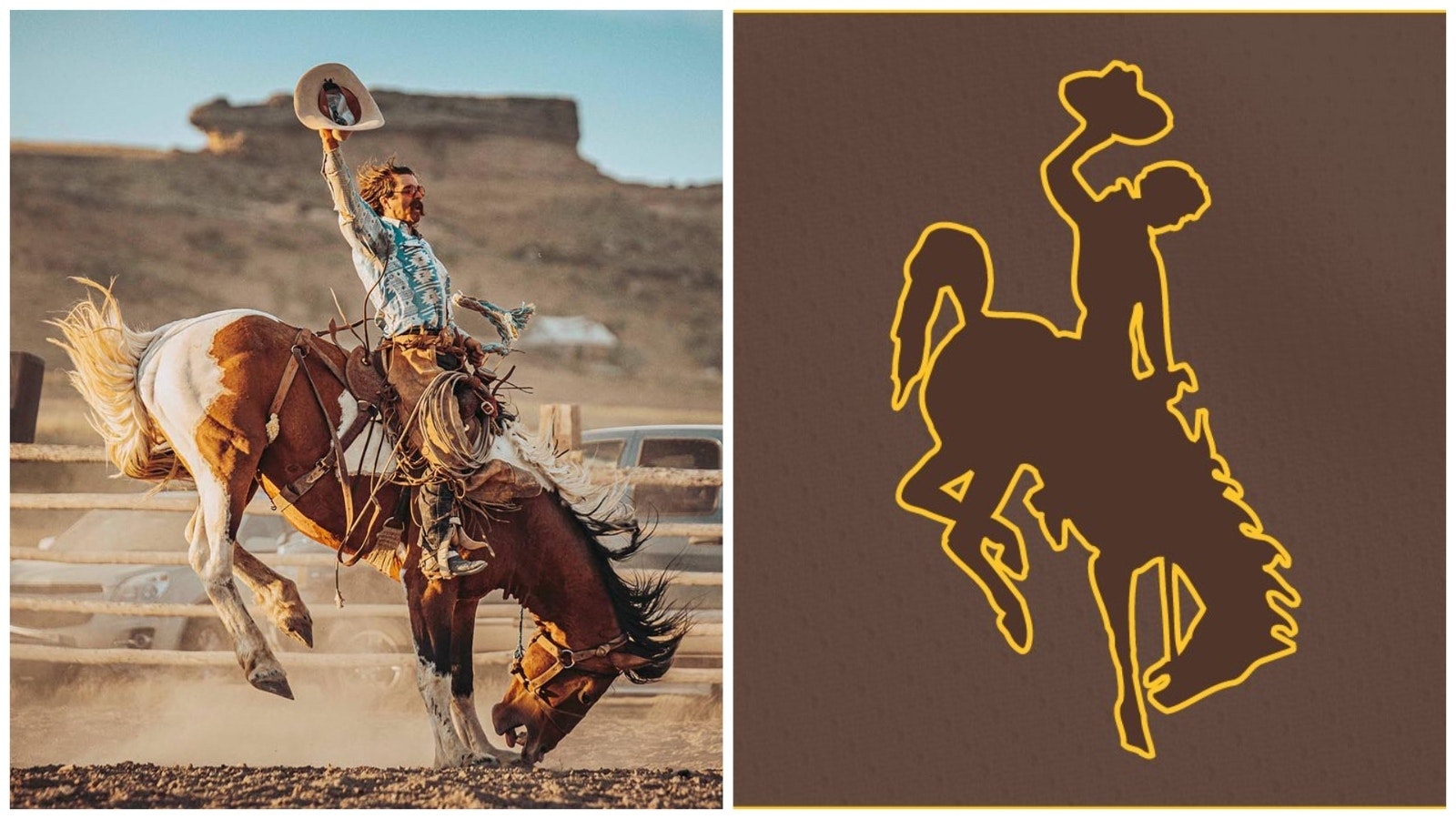 A side-by-side comparison shows the similarities between Michael Magin's photo, left, and the Wyoming logo of Steamboat.