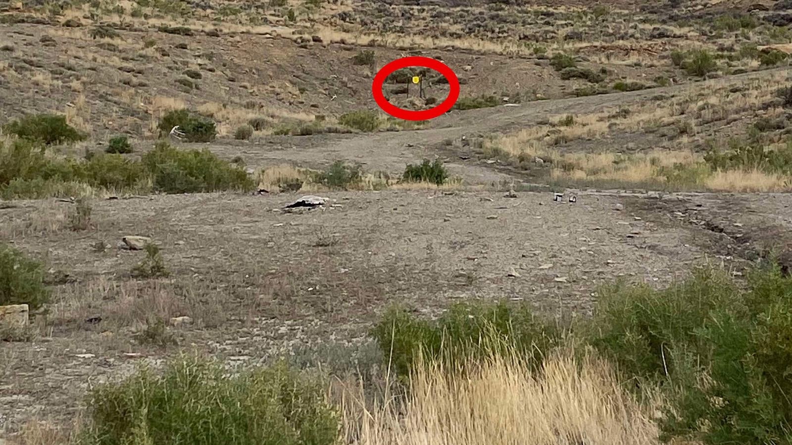 Zach Martin and Konner Hafner of Rock Springs wanted a place to shoot near town during the evenings, without the setting sun in their eyes. So they set up this steel plate target, east of town and left it there for everybody to use.