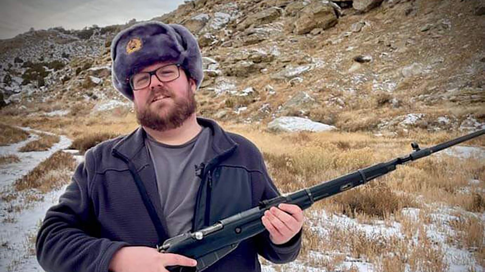 Zach Martin, an engineer from Rock Springs, likes collecting and shooting vintage military rifles – such as this Soviet M44 Mosin Nagant. He and his friend Konner Hafner set up a steel target east of town on public land, so everybody can use it.