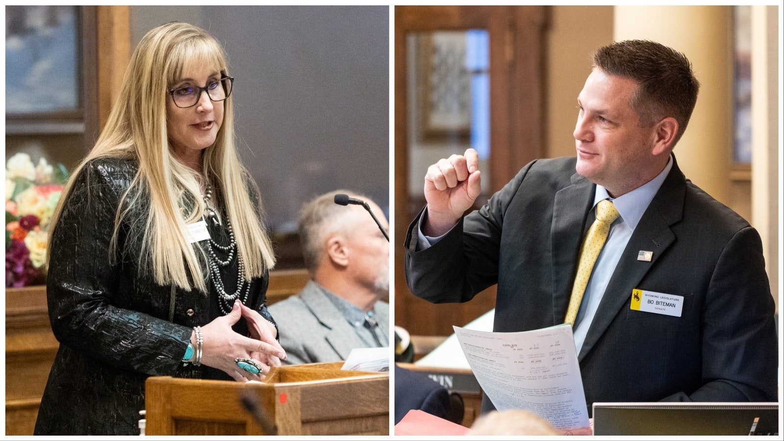 State Sens. Cheri Steinmetz, R-Lingle, and Bo Biteman, R-Ranchester, support efforts for Wyoming to not be fooled by companies backing off their ESG stances, that they're only trying to rebrand them.