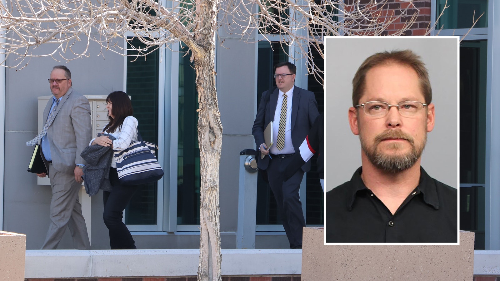 Members of the team prosecuting Steven Marler, Natrona County District Attorney Dan Itzen, left, and Assistant District Attorney Brandon Rosty, third from left, leave the courthouse earlier this week.