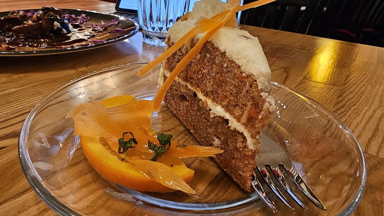A slice of carrot cake was free with the meal, because Buck Buchenroth was testing out an idea for carrot cake for Easter Sunday.