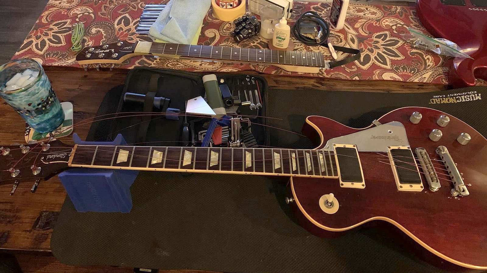 A close-up of the 1977 Gibson Les Paul that was stolen from Cheyenne musician Chris Hoover.