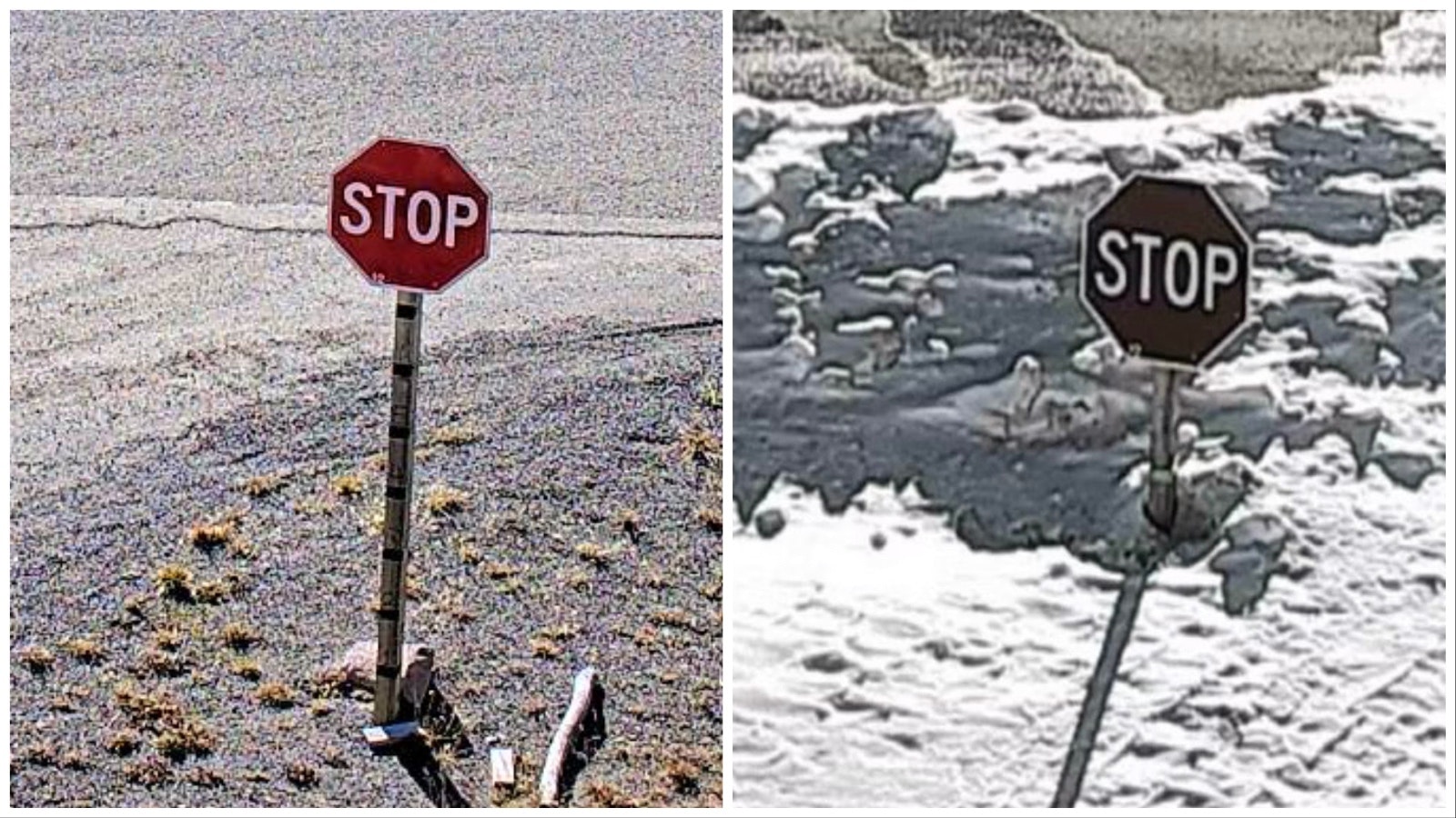 Stop sign before and after 10 19 23