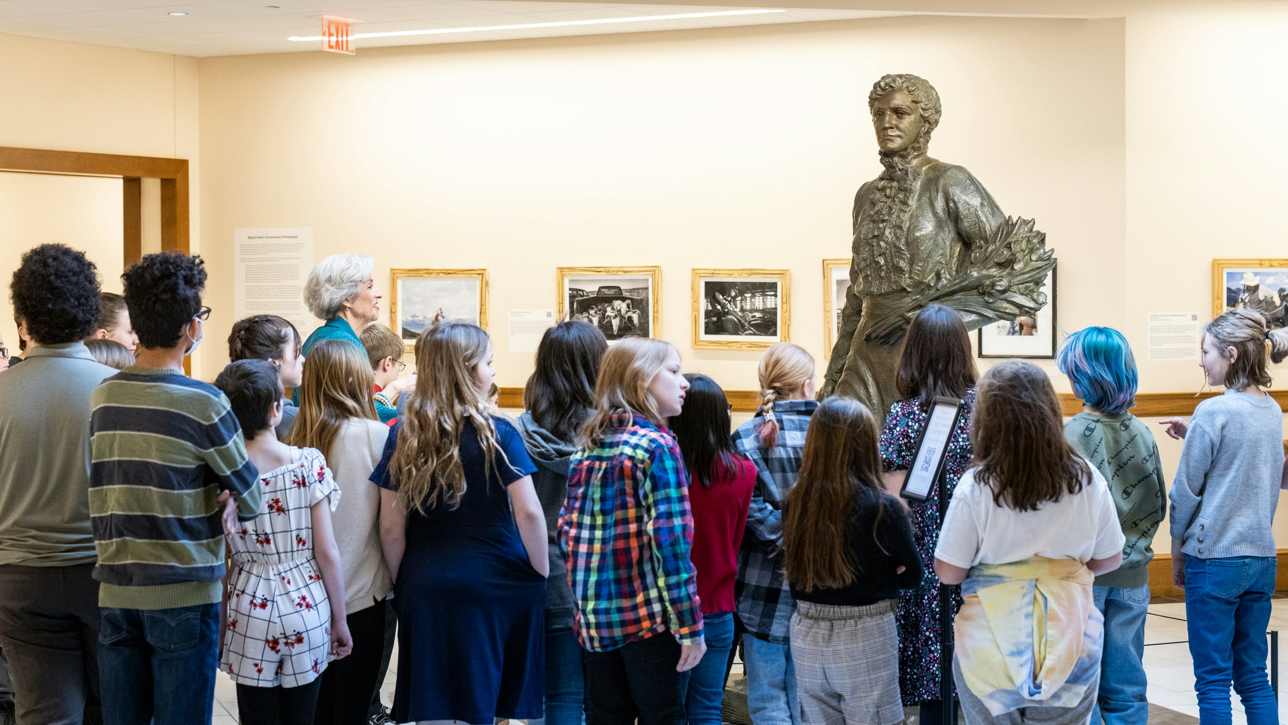 A group of students tour some of the bronze sculptures in the Wyoming Capitol in this file photo.