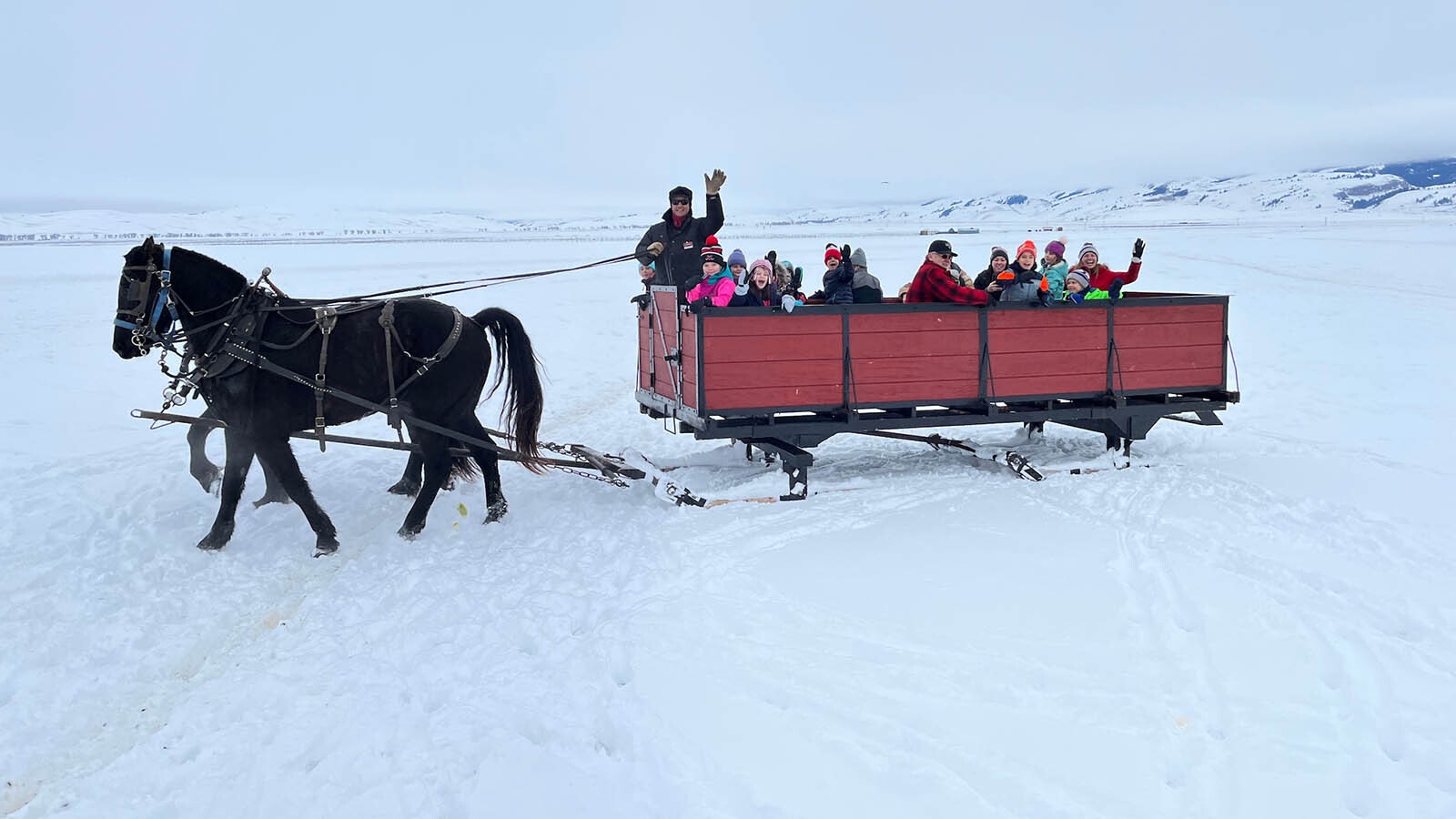 Students from Jackson Hole Classical Academy enjoy their annual sleigh ride on the National Elk Refuge.