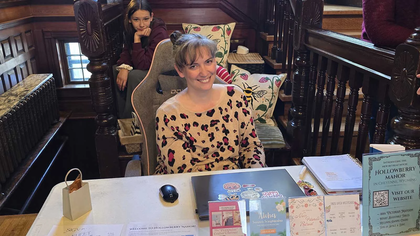 Ashley Savage, front, and her husband Paul (not pictured) are the new owners of the Sturgis Manor, which is being re-envisioned as a craft retreat.