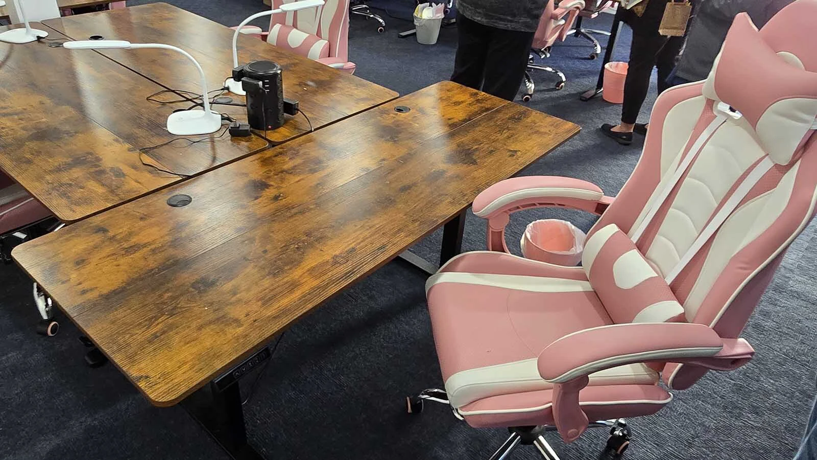 The garage at the Sturgis Mansion has been transformed into a crafting center with tables that raise and lower and gaming chairs, meant for sitting long periods of time. It's part of the craft retreat Hollowberry Manor.