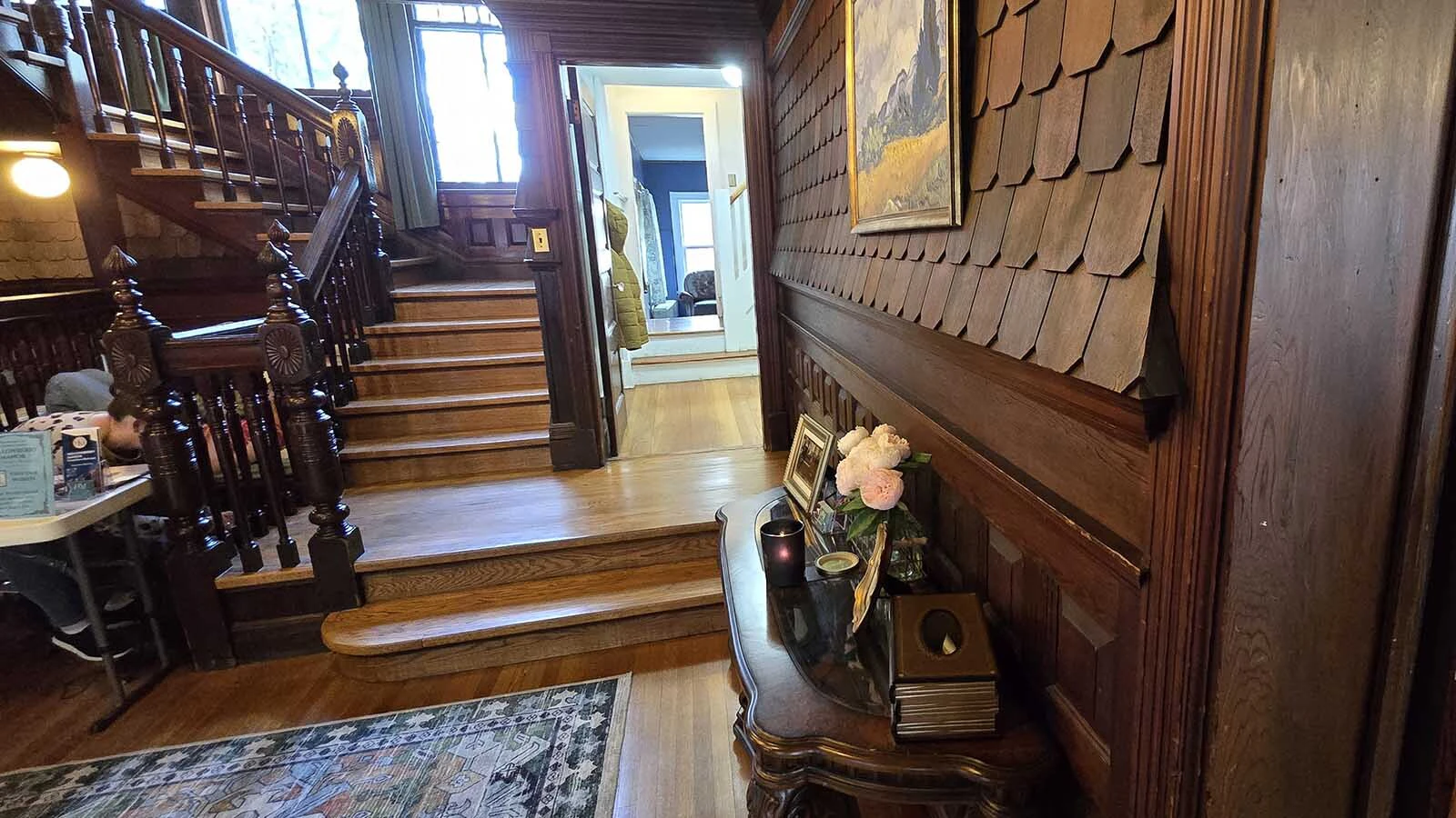 The entry way at the Sturgis Mansion looks much as it did before.